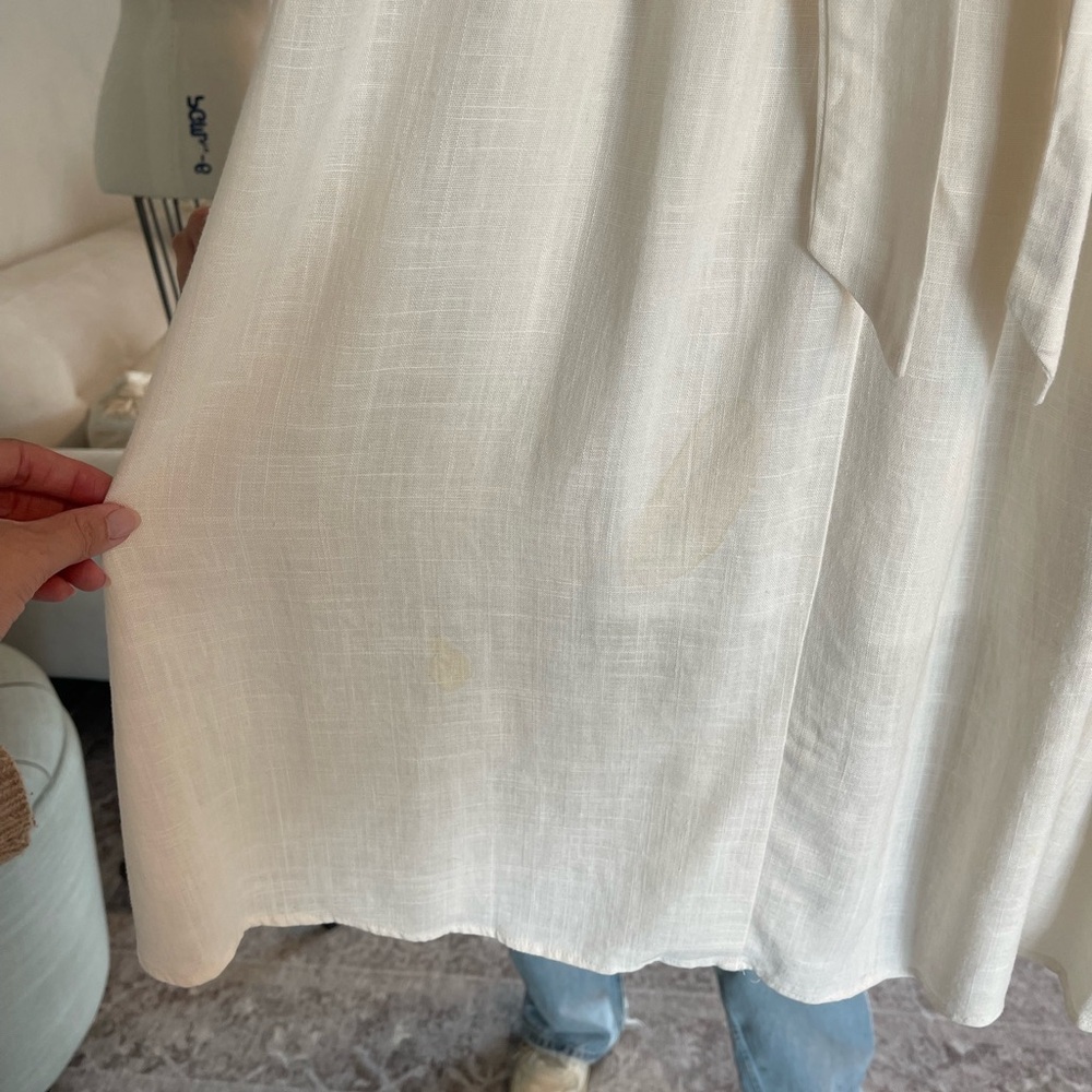 CREAM OFF WHITE LINEN SUMMER DRESS | Sz XS - Picture 5 of 5